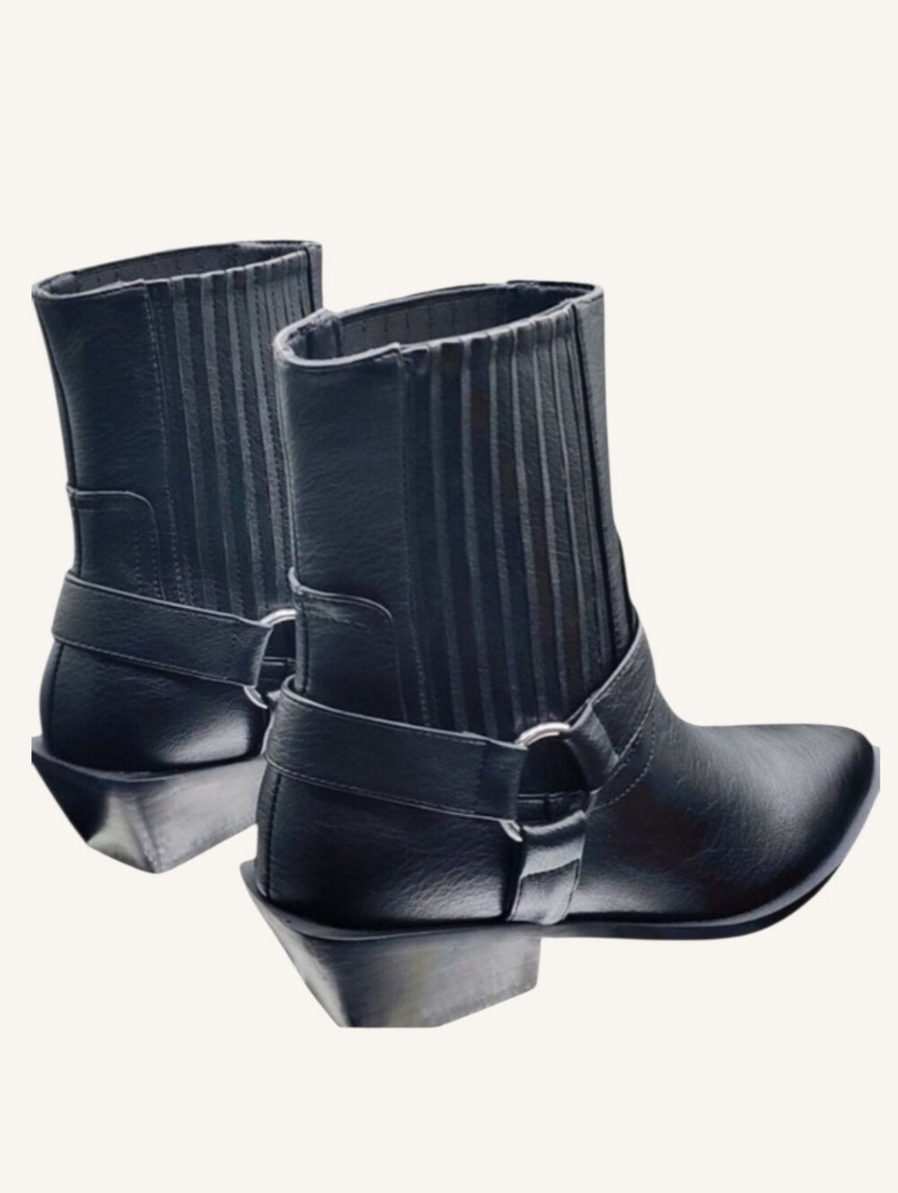 Billini Ledger Black Harness Western Ankle Boots Size 6 NWOT